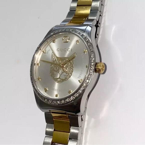 Gucci G-Timeless mystic cat two tone diamond bezel 38mm - Picture 5 of 16